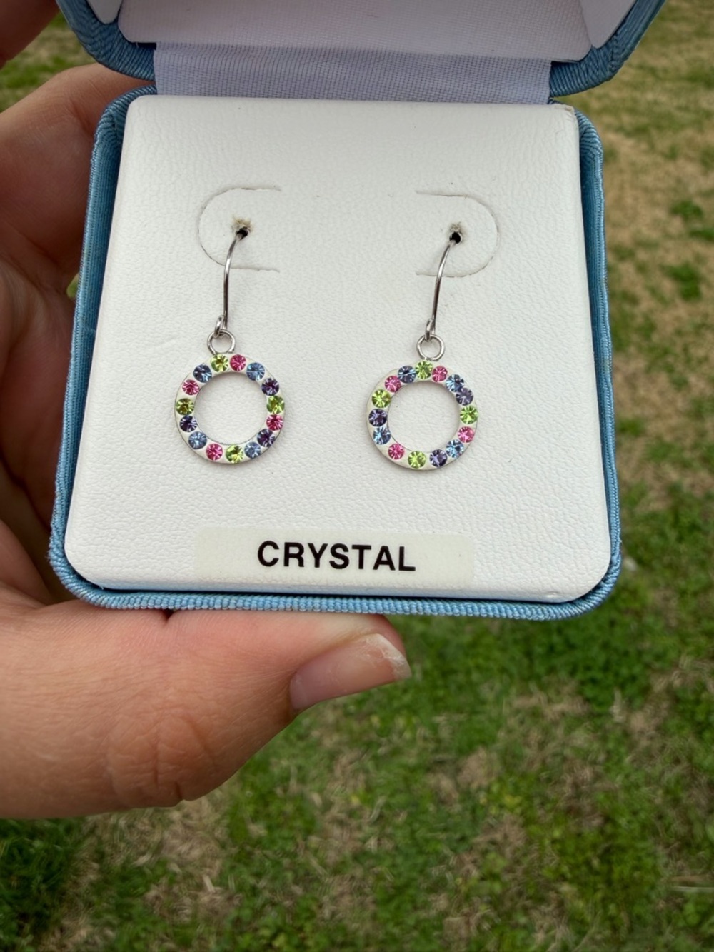 925 Sterling Silver Round Crystal Multicolor Earrings